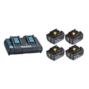 Makita Powerpack Dobbel hurtiglader + 4stk 18V 6aH batterier